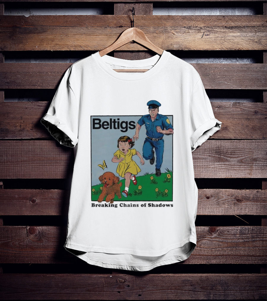 Beltigs Escape Run With Policeman Girl Dog And Butterfly T-Shirt