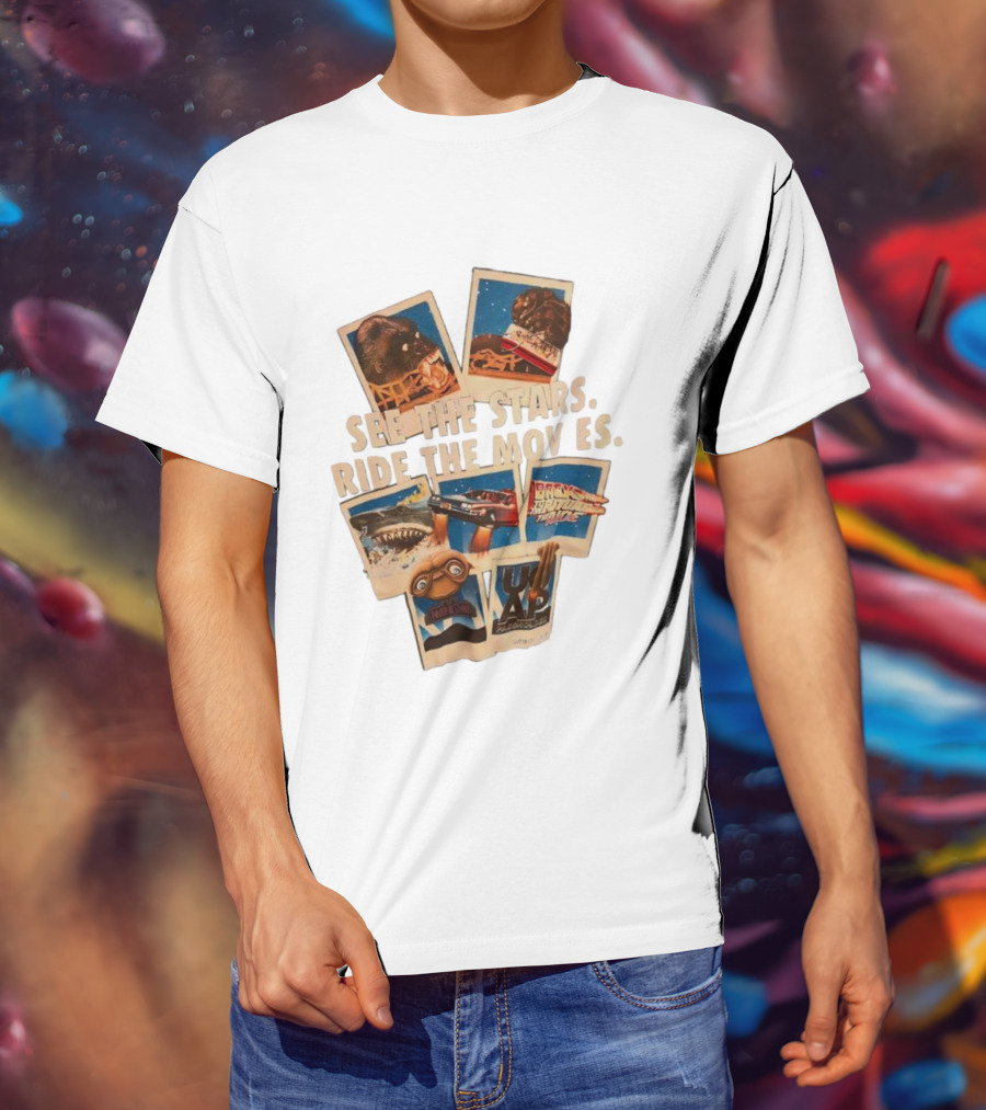 See The Stars Ride The Movies King Kong Jaws E.T. Back To The Future Raiders Of The Lost Ark T-Shirt