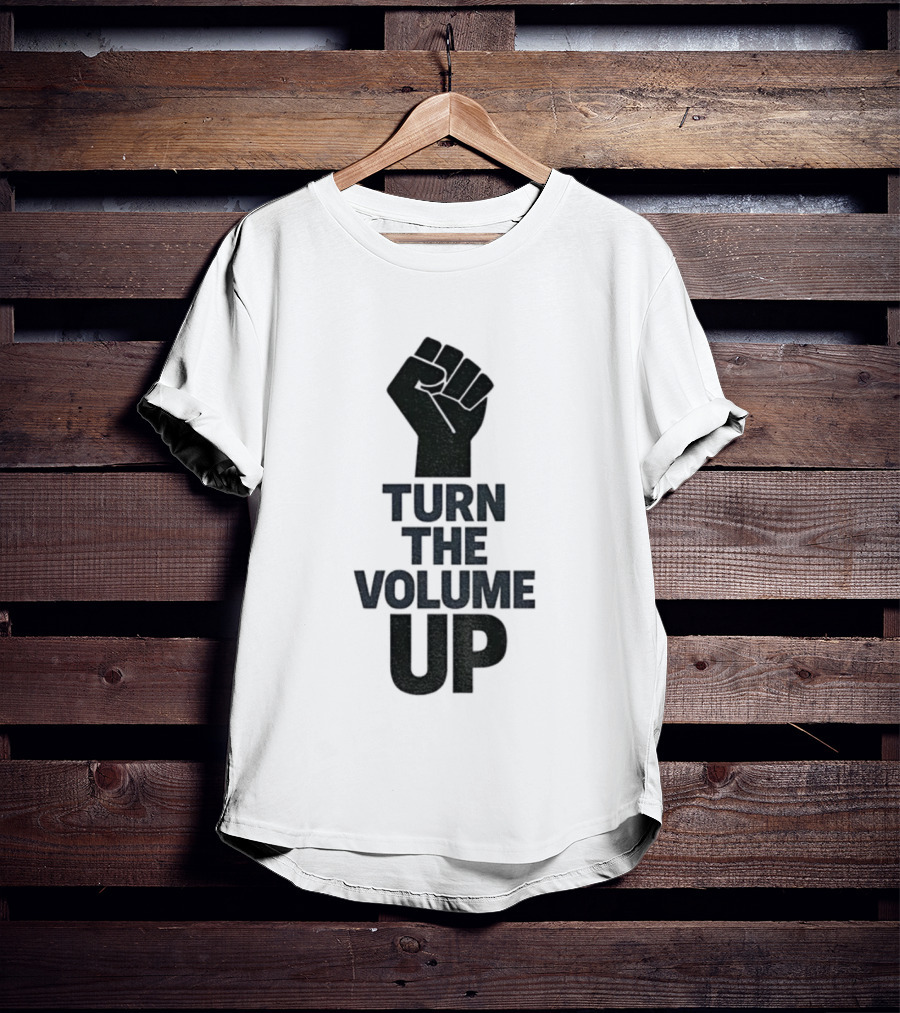 Turn The Volume Up Zohran Mamdani Four Words Baby Raised Fist Symbol T-Shirt