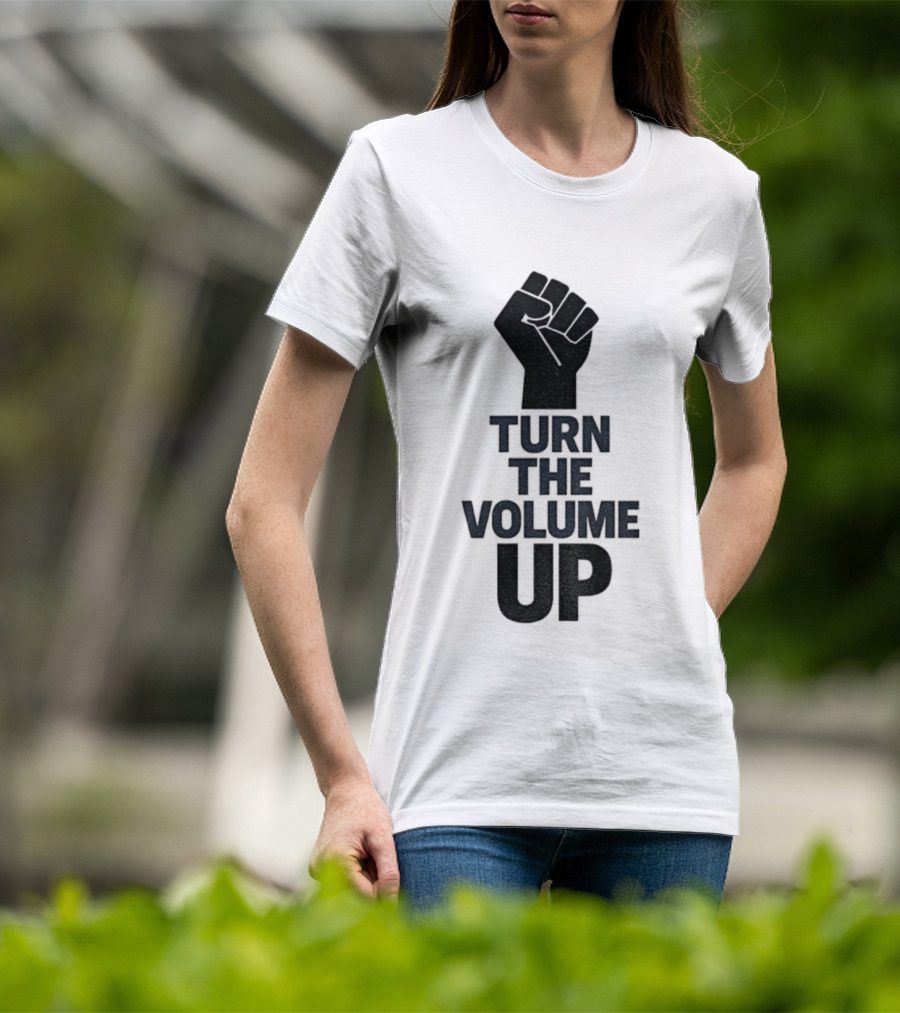 Turn The Volume Up Zohran Mamdani Four Words Baby Raised Fist Symbol T-Shirt