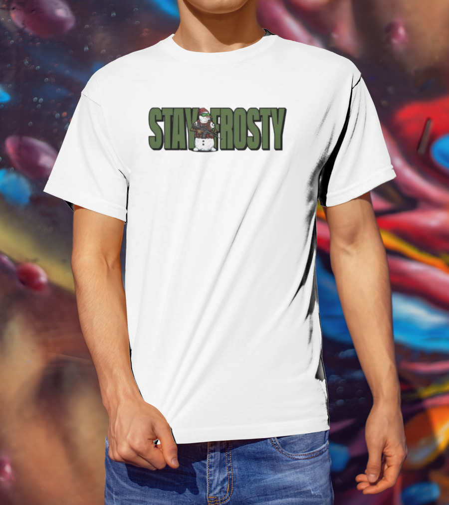 Stay Frosty Armed Snowman Tactical Humor T-Shirt