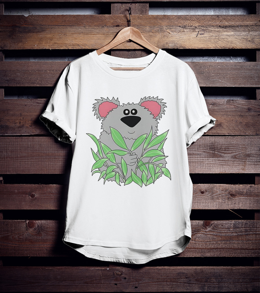 Thrifted Koala Cecile Caldwell Cute Cartoon Koala With Green Leaves T-Shirt