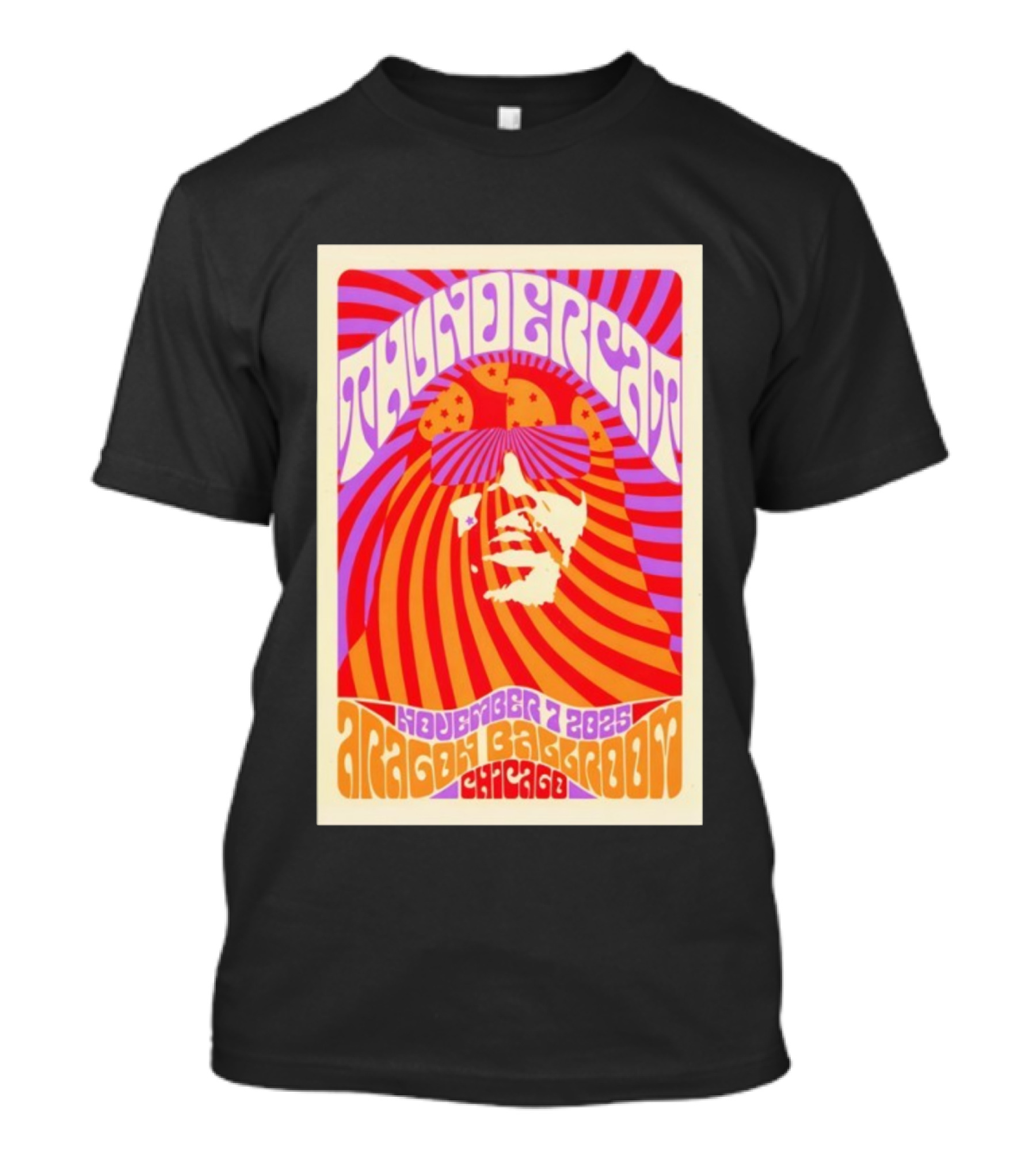 Thundercat November 2025 Aragon Ballroom Chicago Psychedelic Tour T-Shirt