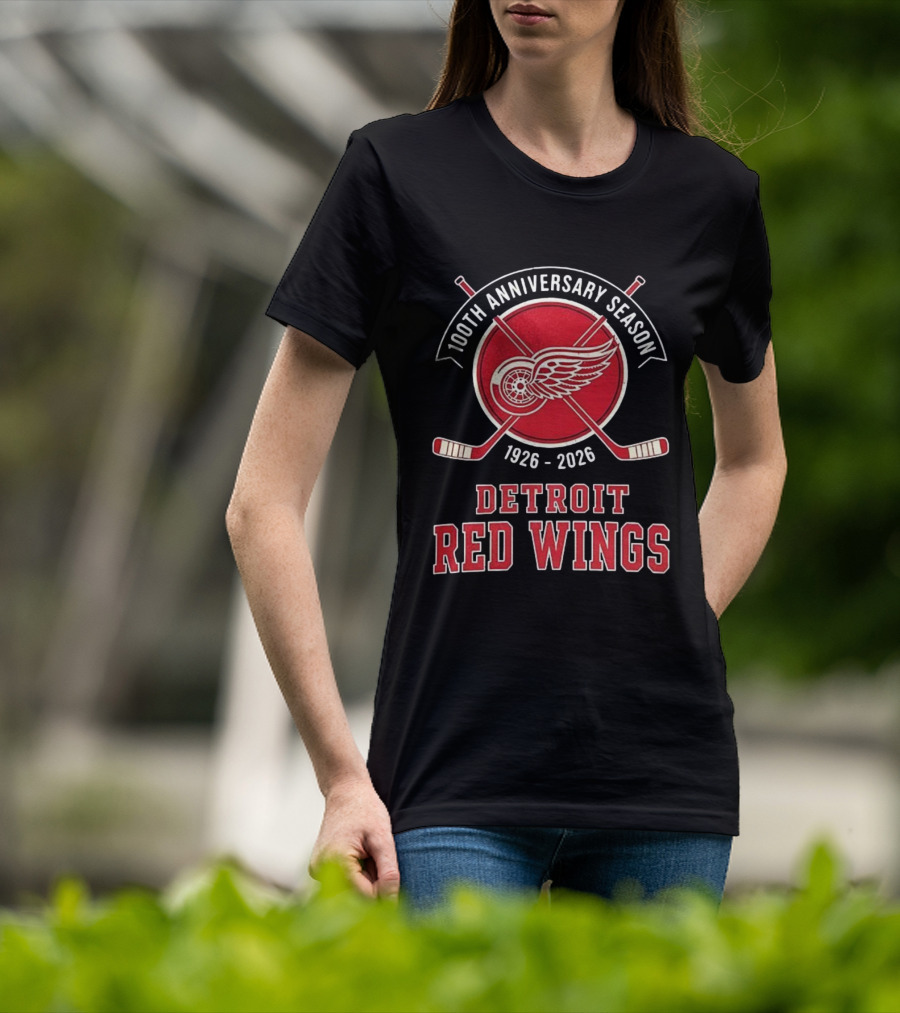 Detroit Red Wings 100th Anniversary Season 1926-2026 T-Shirt