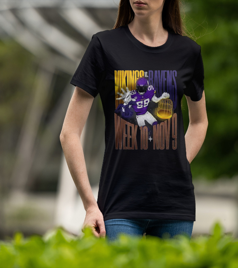 Vikings Vs Ravens Week 10 Nov 9 Football Matchup 58 T-Shirt