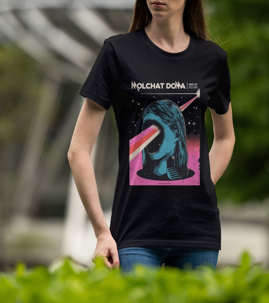 Molchat Doma November 7 2025 Royal Center Bogotá Colombia Head Psychedelic Laser Art Scene T-Shirt