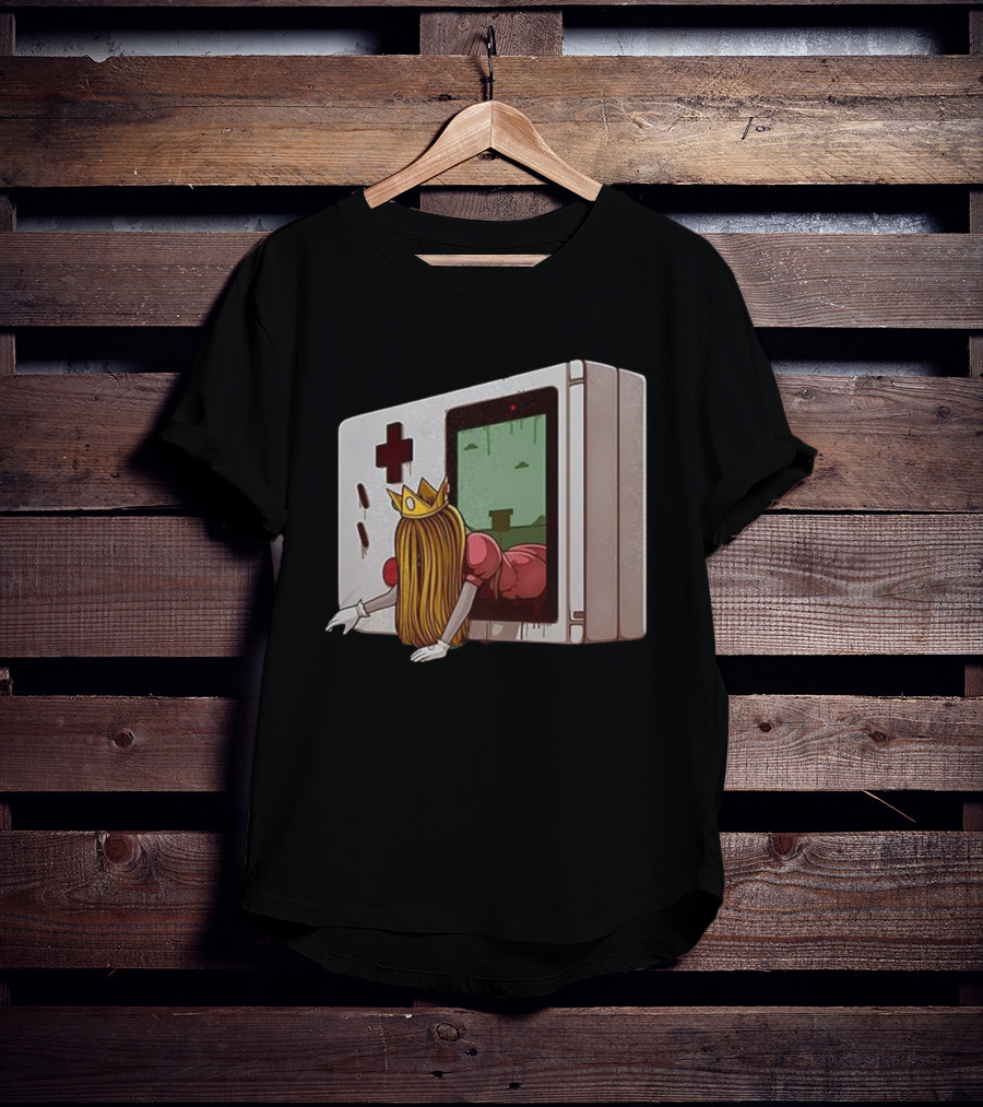 Princess Peach Exiting Classic Handheld Console Adventure T-Shirt