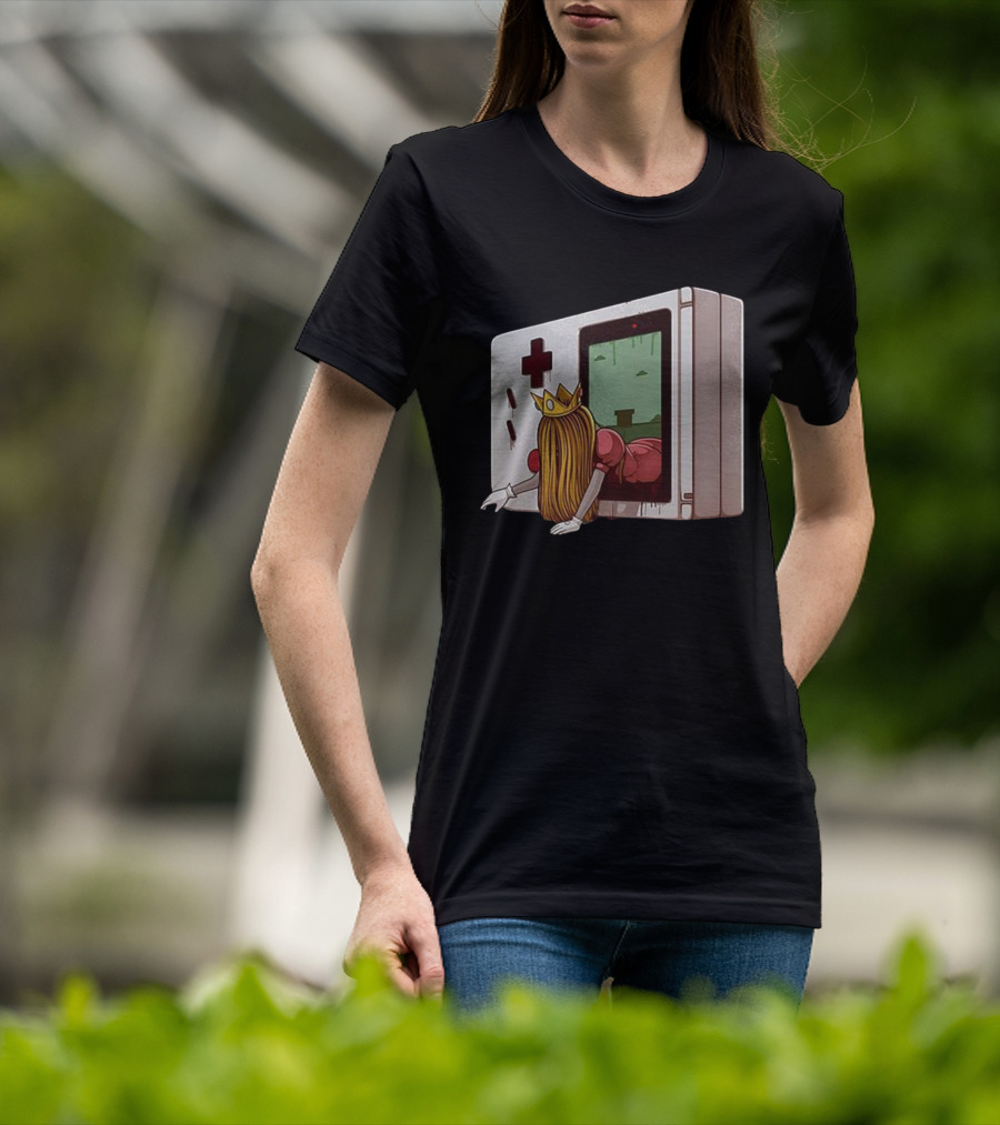 Princess Peach Exiting Classic Handheld Console Adventure T-Shirt