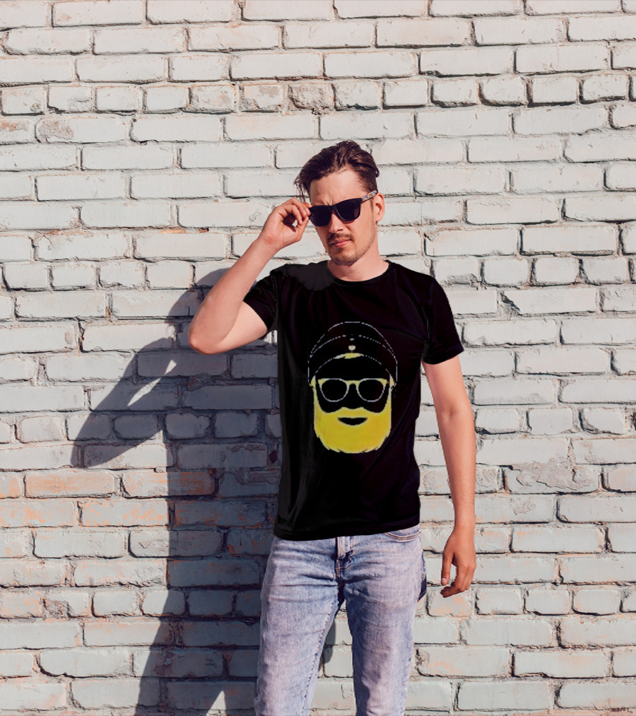 Letterman Beard Glasses Beanie Icon Sketch T-Shirt