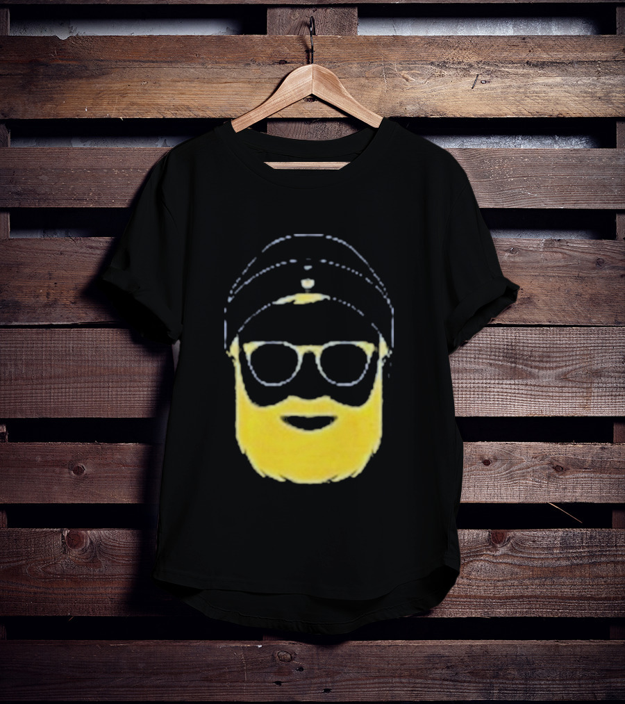 Letterman Beard Glasses Beanie Icon Sketch T-Shirt