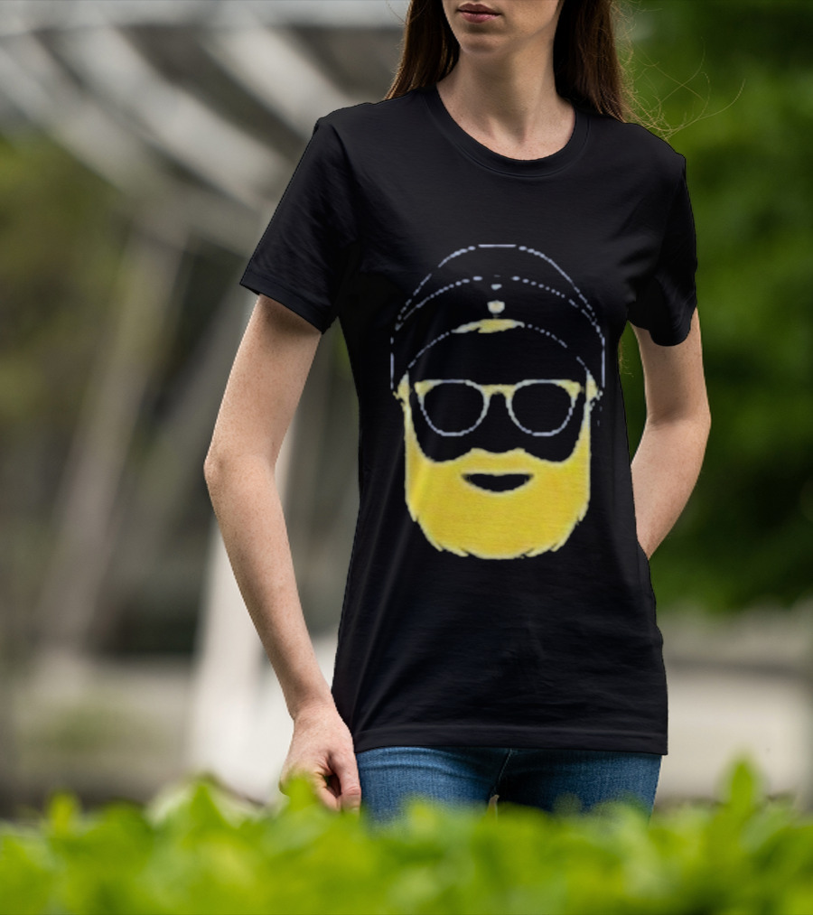 Letterman Beard Glasses Beanie Icon Sketch T-Shirt