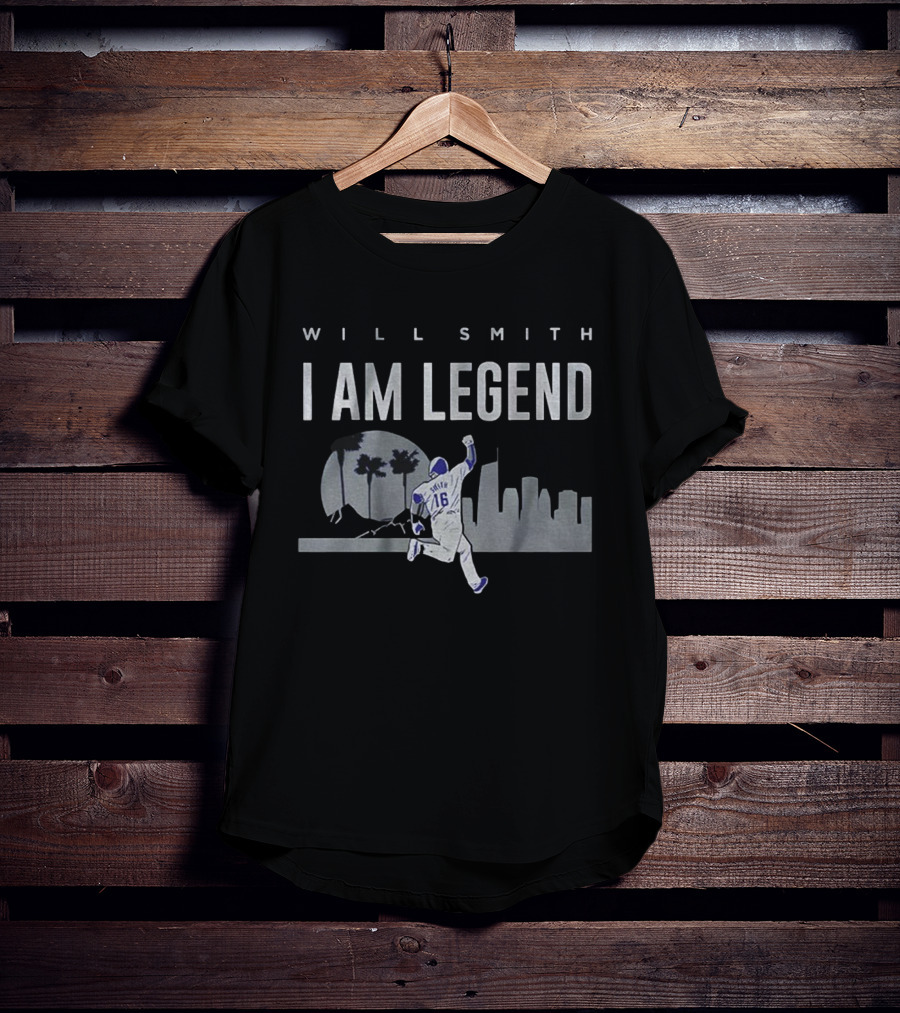 Will Smith I Am Legend Los Angeles Dodgers MLB Baseball City Skyline T-Shirt
