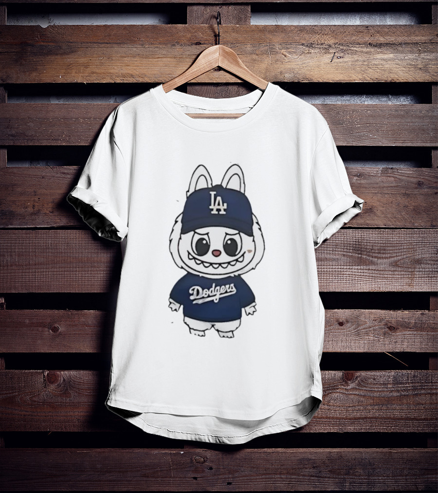 Labubu In Dodgers Gear Los Angeles Dodgers Hat And Outfit T-Shirt