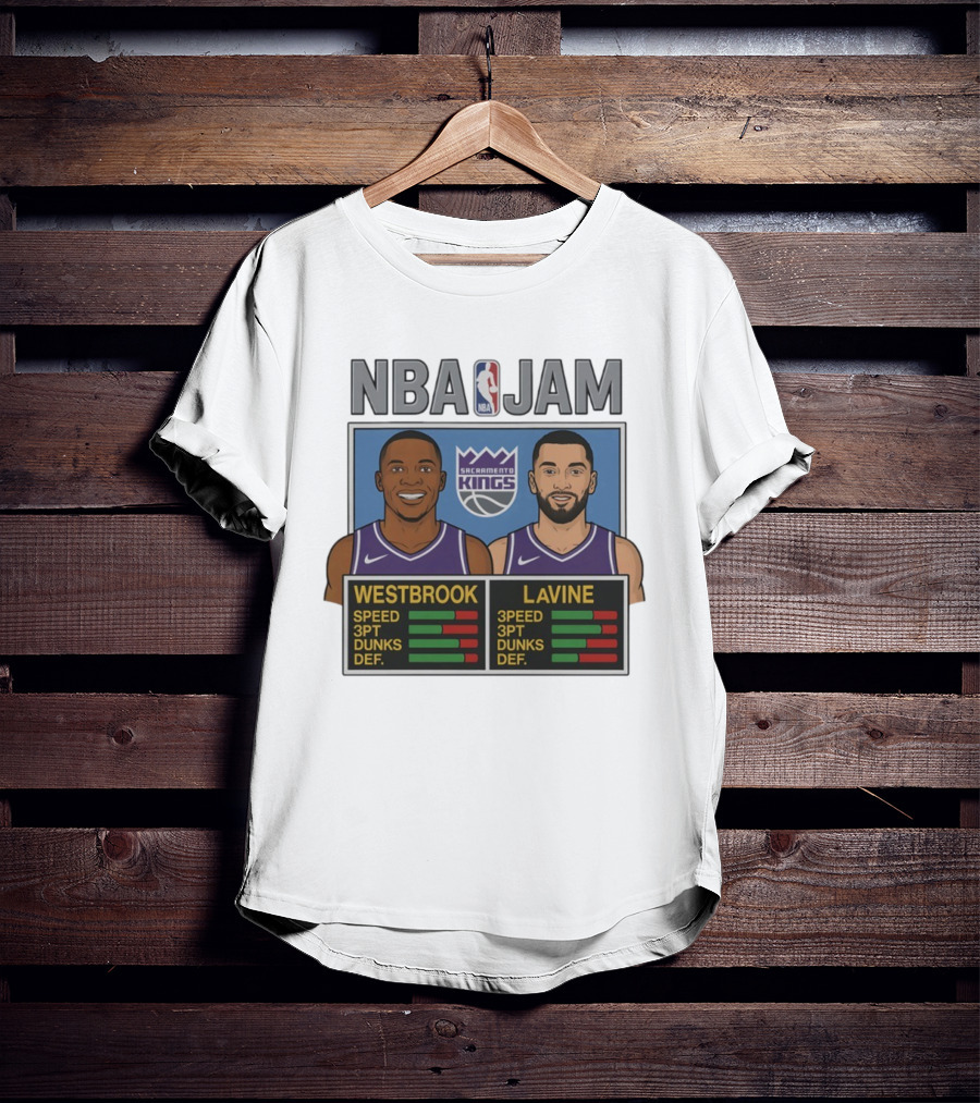 NBA Jam Westbrook LaVine Sacramento Kings Speed 3PT Dunks DEF T-Shirt