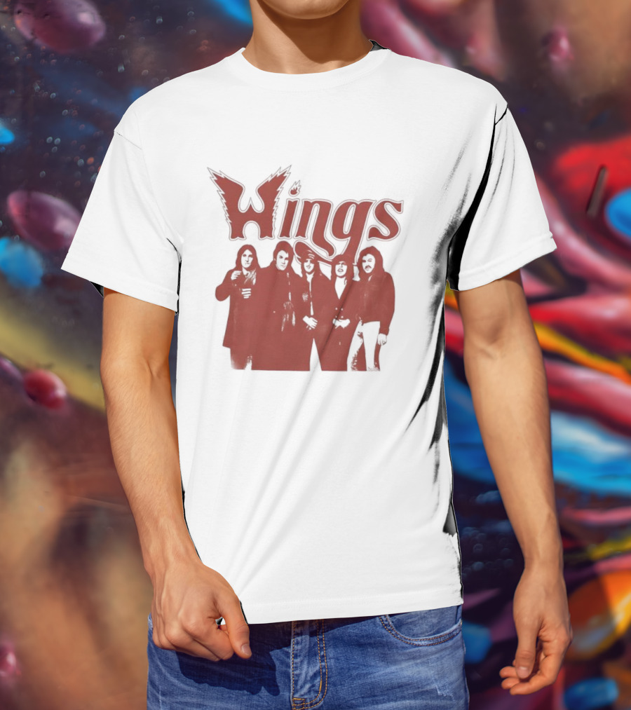 Wings Band Silhouette With Winged Font T-Shirt