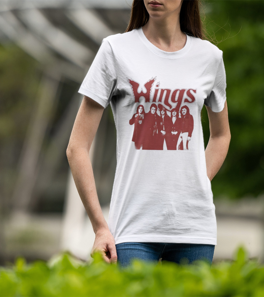 Wings Band Silhouette With Winged Font T-Shirt