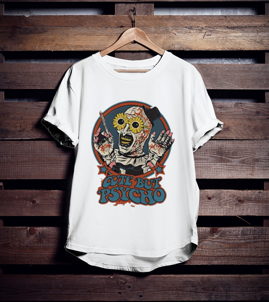 The Clown Cute But Psycho Creepy Knife Wielding Flower Eyed Jester T-Shirt