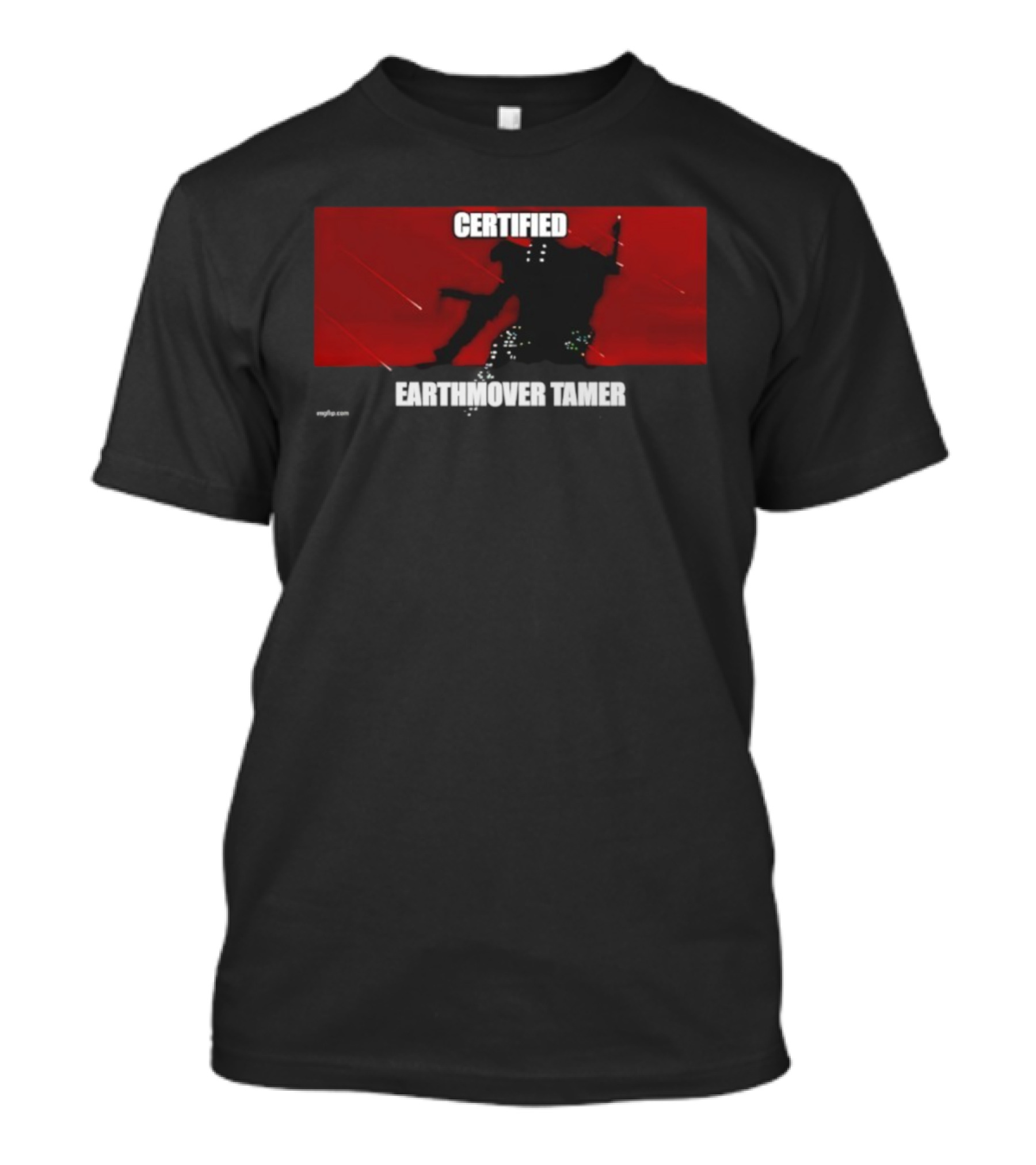 Certified Earthmover Tamer Dark Silhouette Red Background T-Shirt