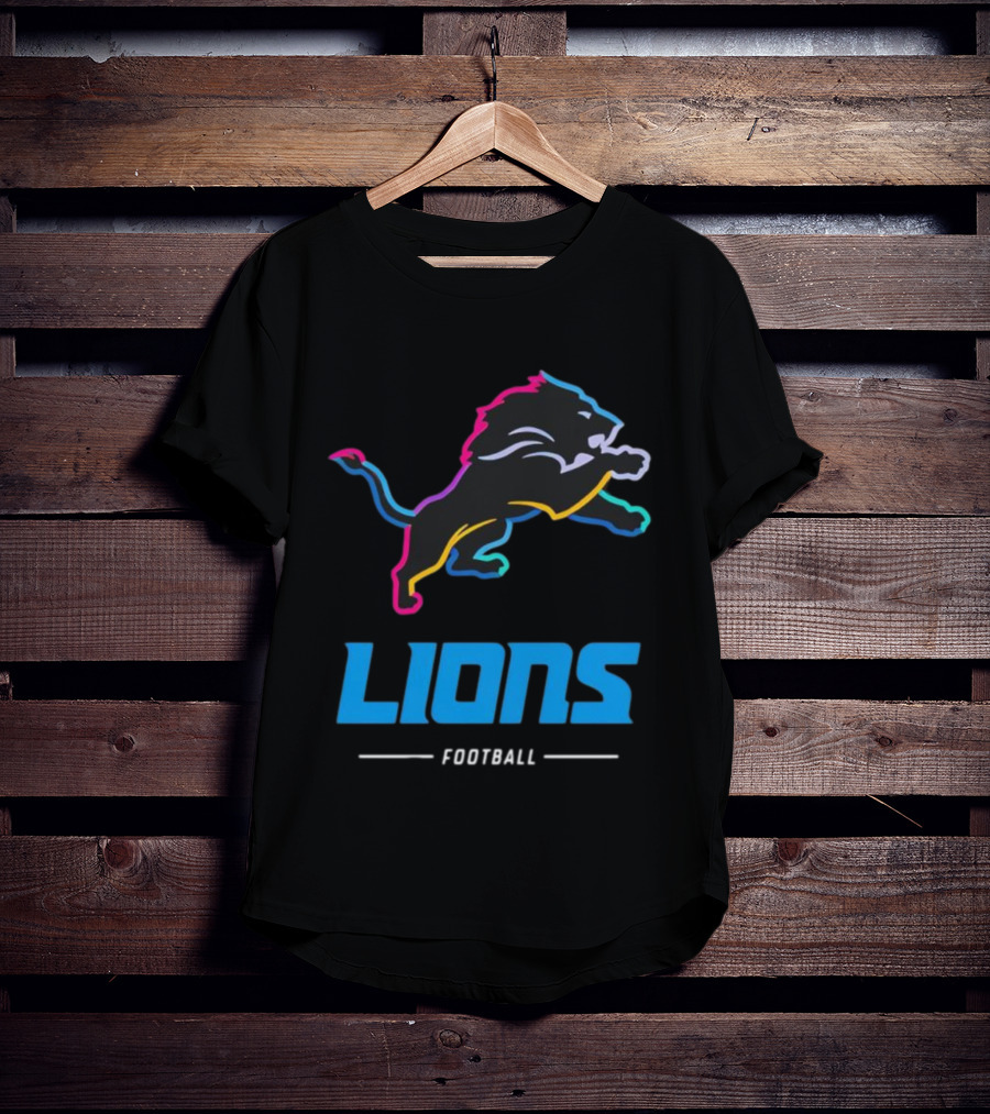 Lions Football Colorful Lion Graphic T-Shirt