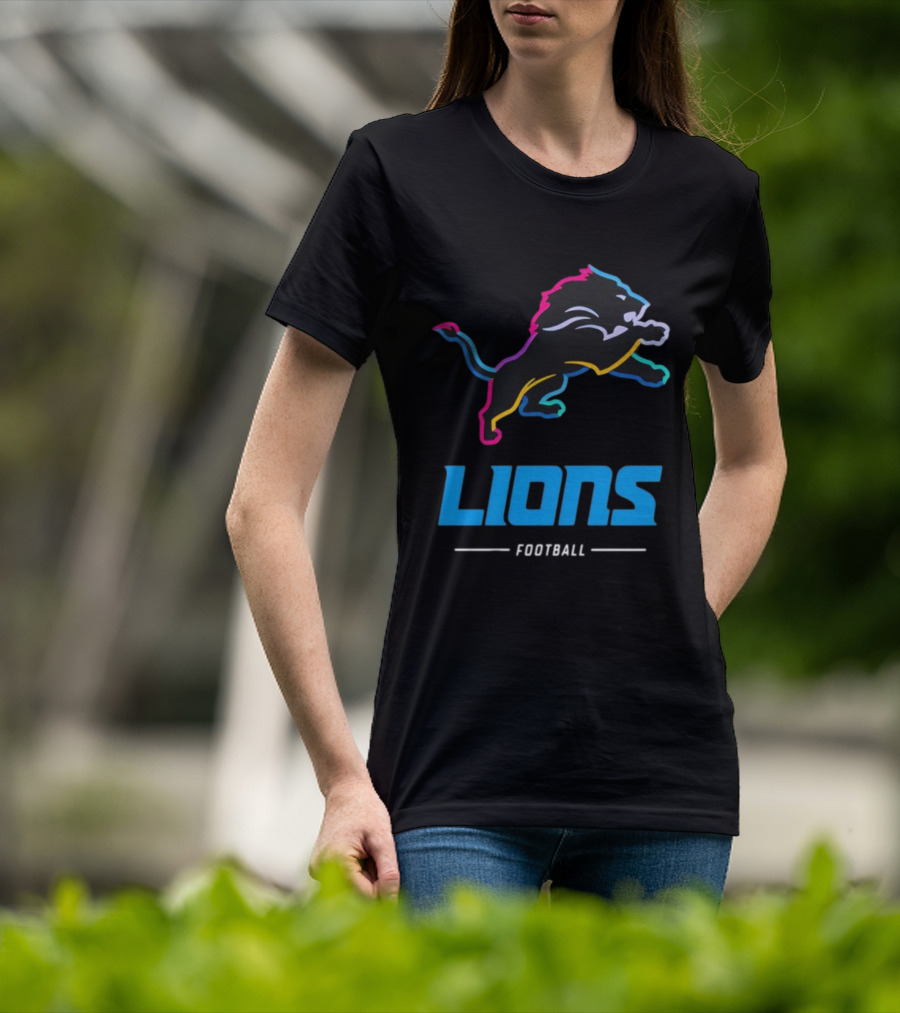 Lions Football Colorful Lion Graphic T-Shirt