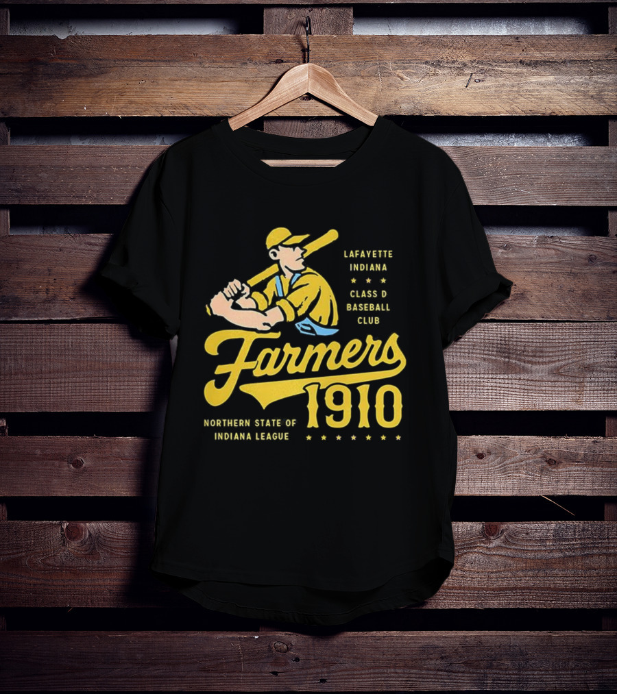 Farmers 1910 Lafayette Indiana Class D Baseball Club Northern State Of Indiana League Retro T-Shirt