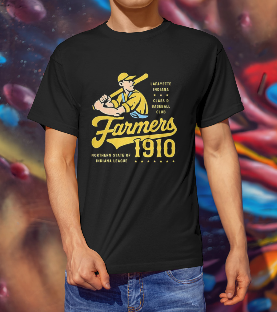 Farmers 1910 Lafayette Indiana Class D Baseball Club Northern State Of Indiana League Retro T-Shirt