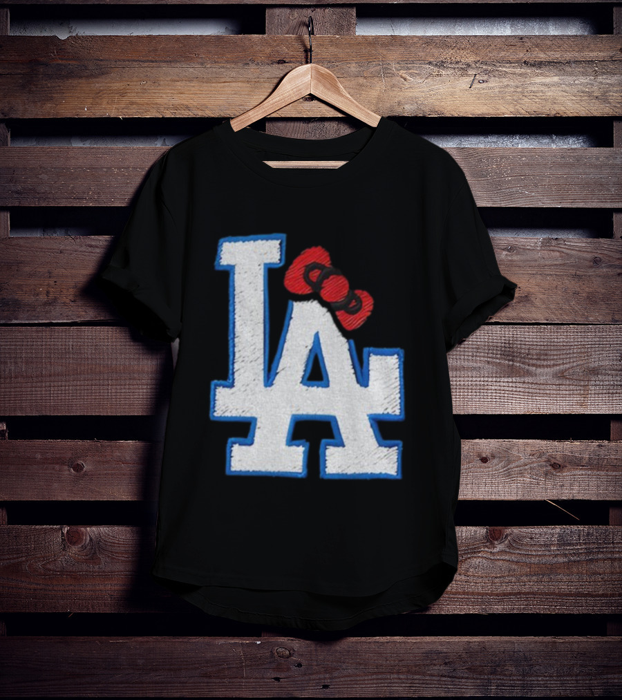 LA Dodgers Hello Kitty Bow Embroidery Collaboration T-Shirt