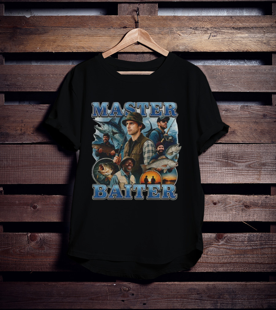 Master Baiter Vintage Fishing Enthusiasts Scenic Adventure T-Shirt