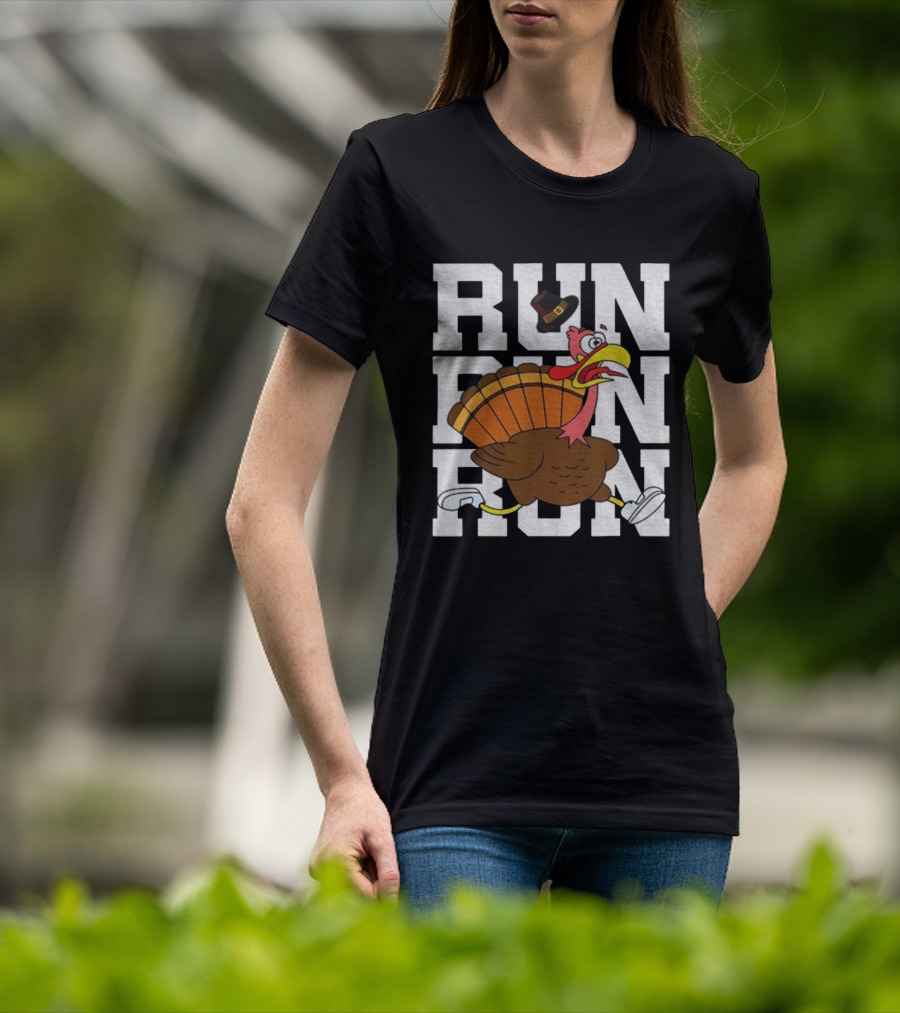 RUN RUN RUN Turkey Trot Thanksgiving 5K Race T-Shirt