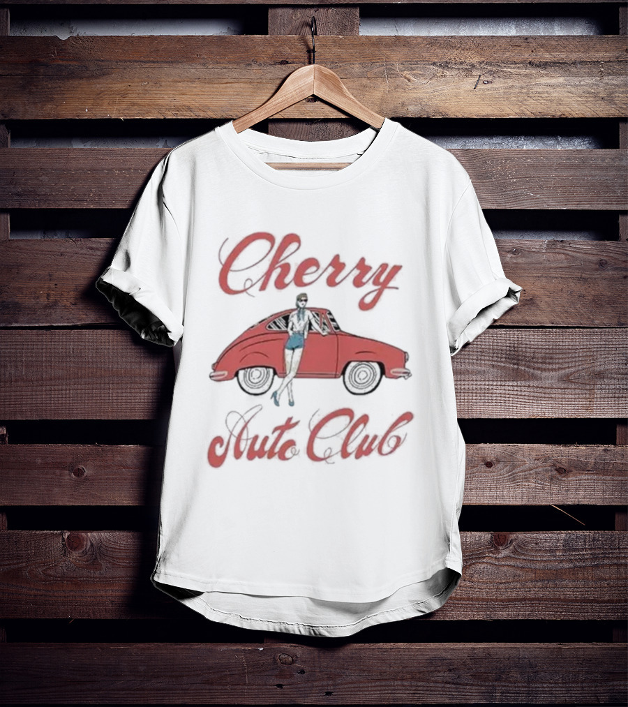 Cherry Auto Club Vintage Style Morgan Classic Car Retro Pin-Up T-Shirt