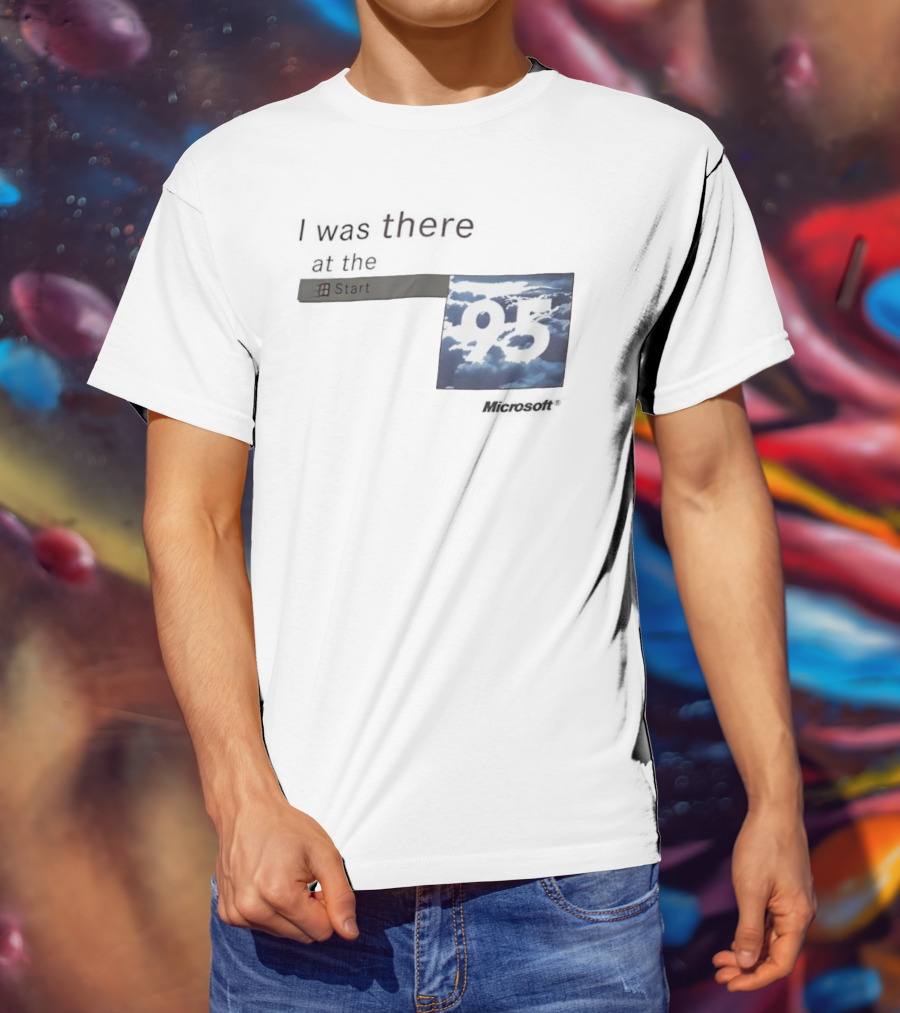 I Was There At The Start Microsoft Windows 95 Cloud Background T-Shirt