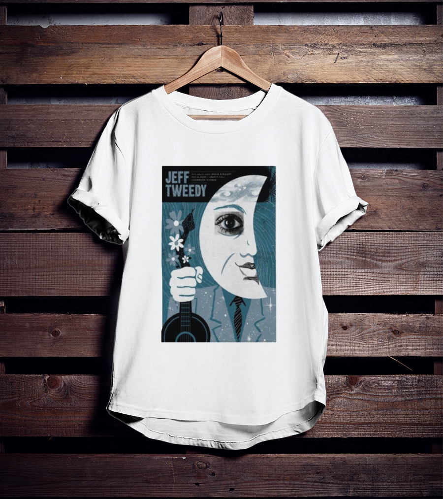 Jeff Tweedy Nov 8 2025 Liberty Hall Lawrence KS Moon Eye Flowers Guitar Art T-Shirt