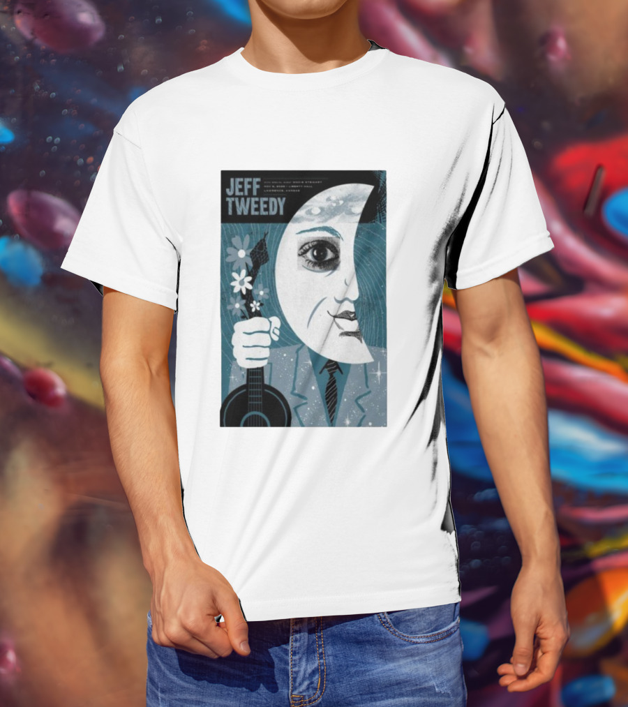 Jeff Tweedy Nov 8 2025 Liberty Hall Lawrence KS Moon Eye Flowers Guitar Art T-Shirt
