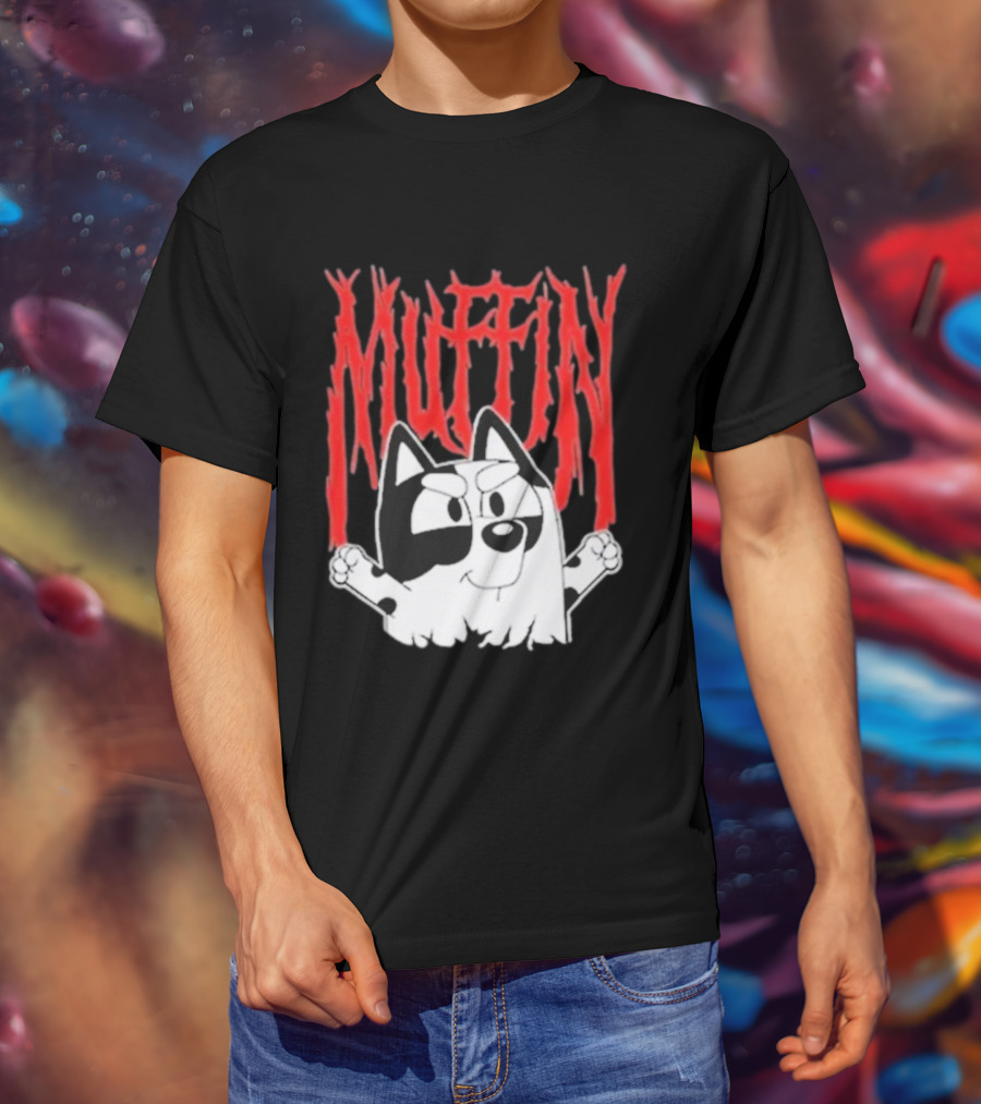 Bluey Muffin Metal Band Style T-Shirt