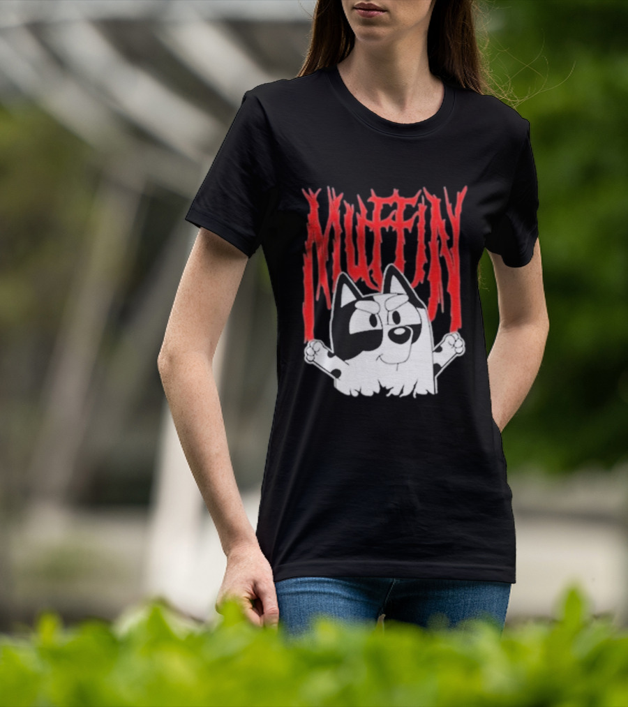 Bluey Muffin Metal Band Style T-Shirt