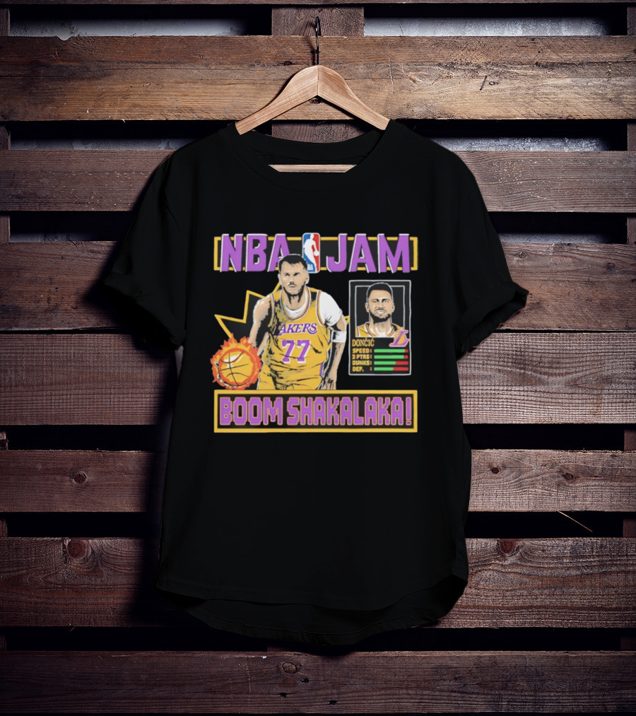 NBA Jam Lakers 77 Doncic Boom Shakalaka T-Shirt