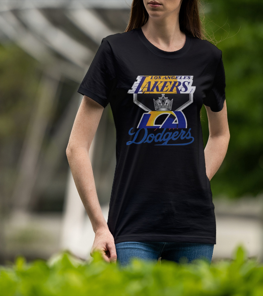 Los Angeles Dodgers Kings Lakers Sports Fan Logo Mashup T-Shirt