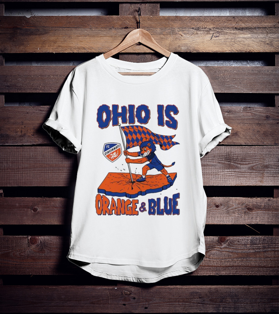 Ohio Is Orange And Blue FC Cincinnati Mascot Flag T-Shirt