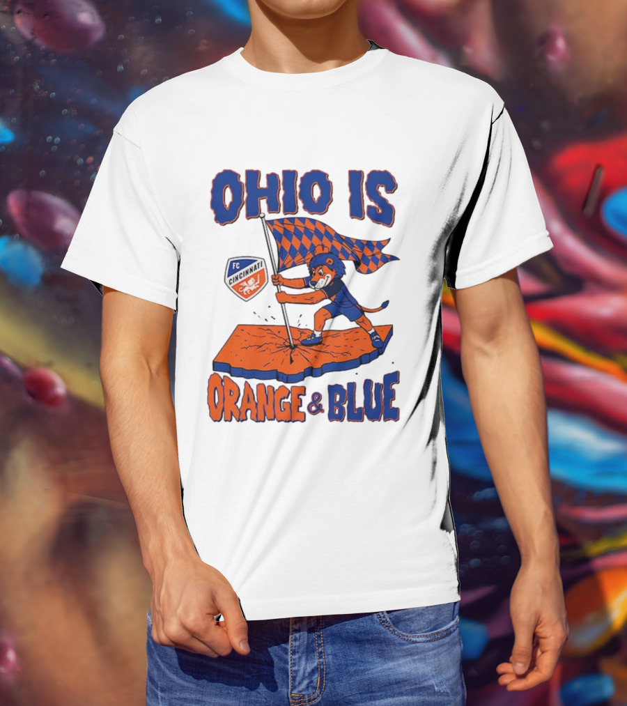 Ohio Is Orange And Blue FC Cincinnati Mascot Flag T-Shirt