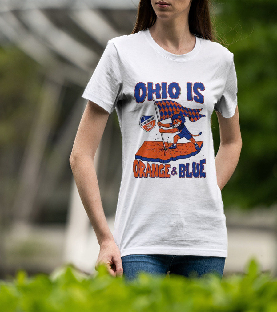Ohio Is Orange And Blue FC Cincinnati Mascot Flag T-Shirt
