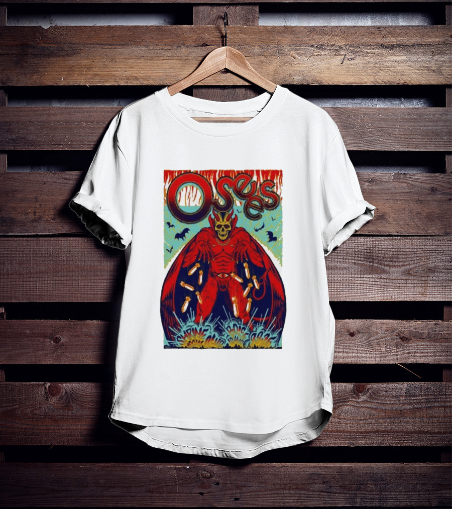 Osees Shrine Social Club Boise Sep 08 2025 Skeleton Demon With Bats T-Shirt