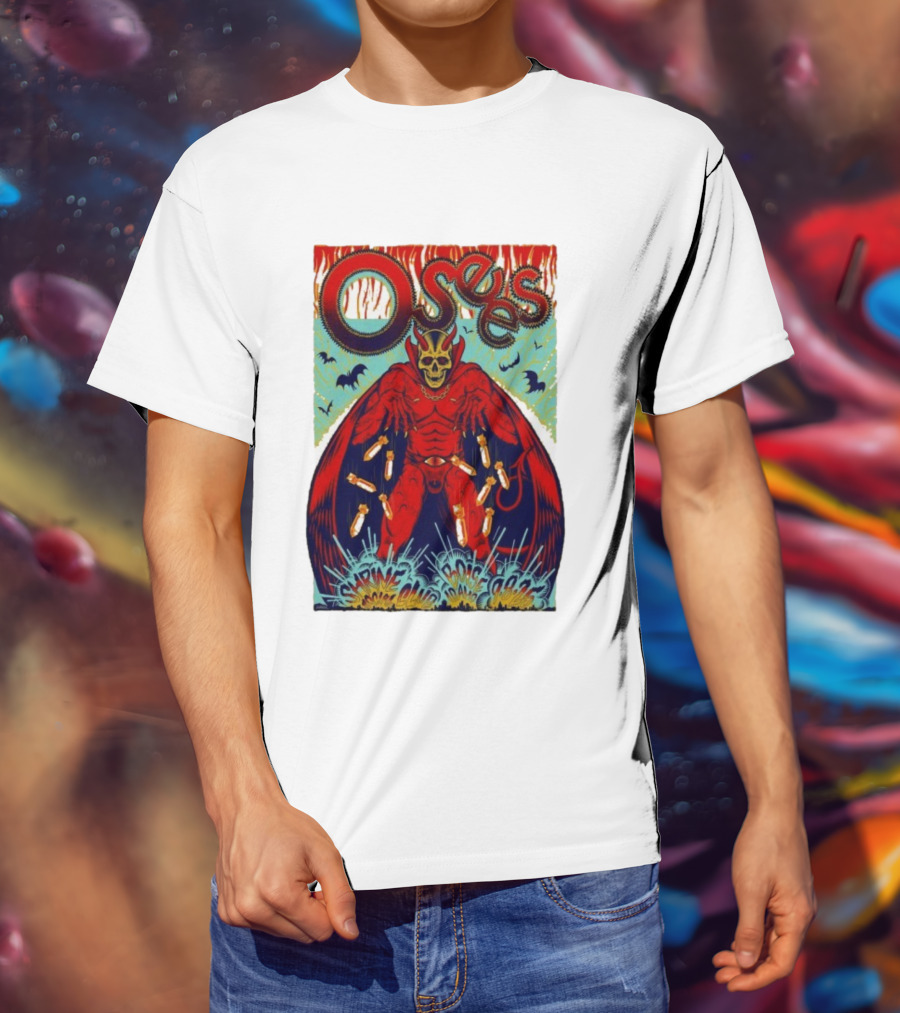 Osees Shrine Social Club Boise Sep 08 2025 Skeleton Demon With Bats T-Shirt