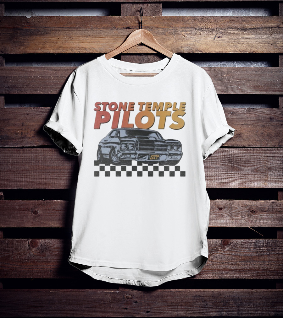 Stone Temple Pilots STP Car Racing Checkerboard T-Shirt