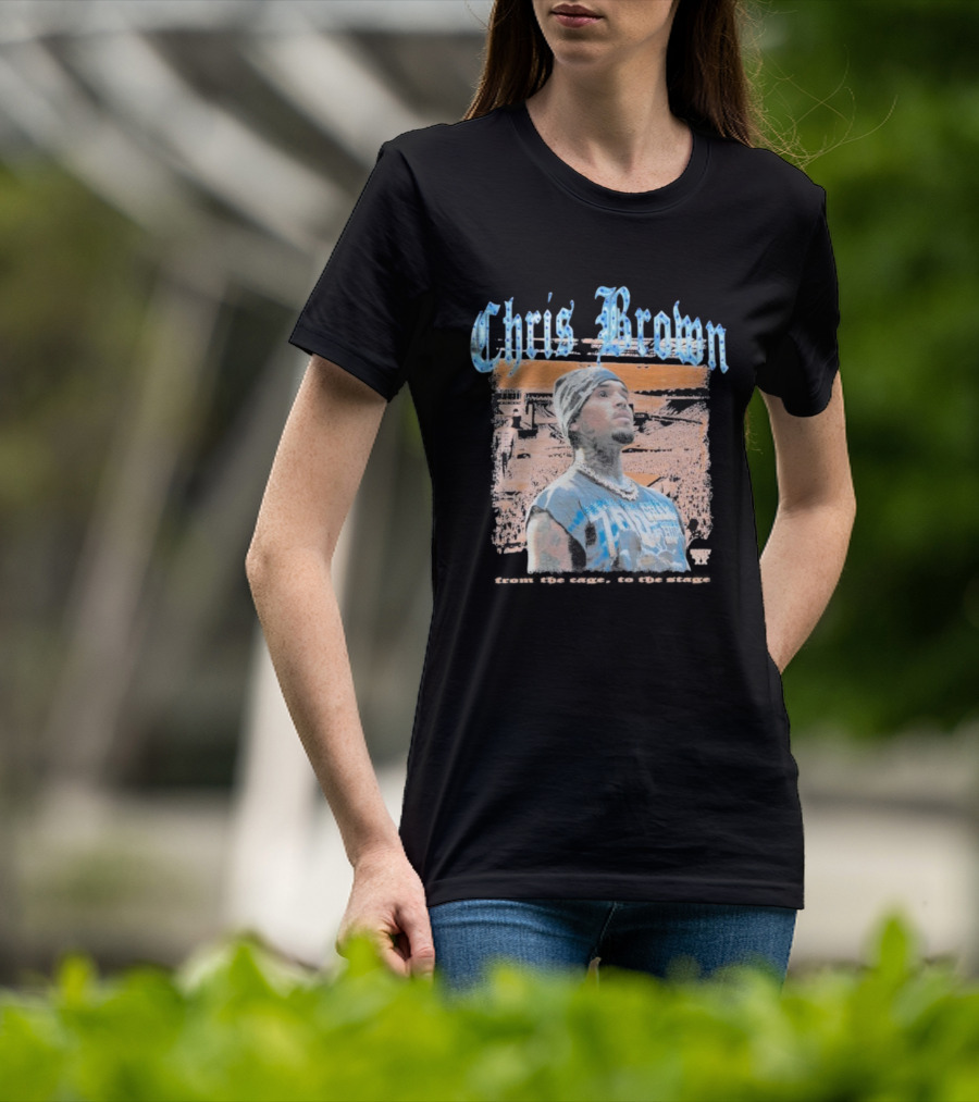 Chris Brown From The Cage To Stage Breezy Bowl XX Rhinestone Concert Performance T-Shirt