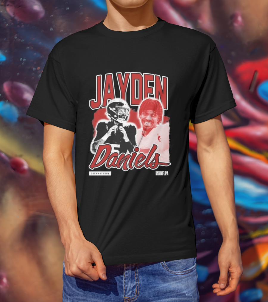 Jayden Daniels Dreamathon NFLPA Football Collaboration T-Shirt