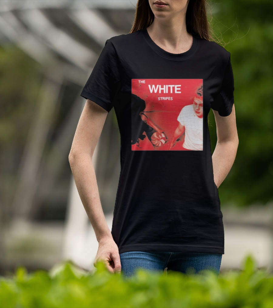 The White Stripes Let's Shake Hands Red And White Spiral Design T-Shirt