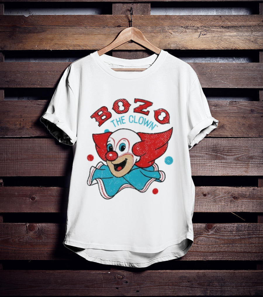Bozo The Clown Vintage Cartoon Red Blue Fun Design T-Shirt