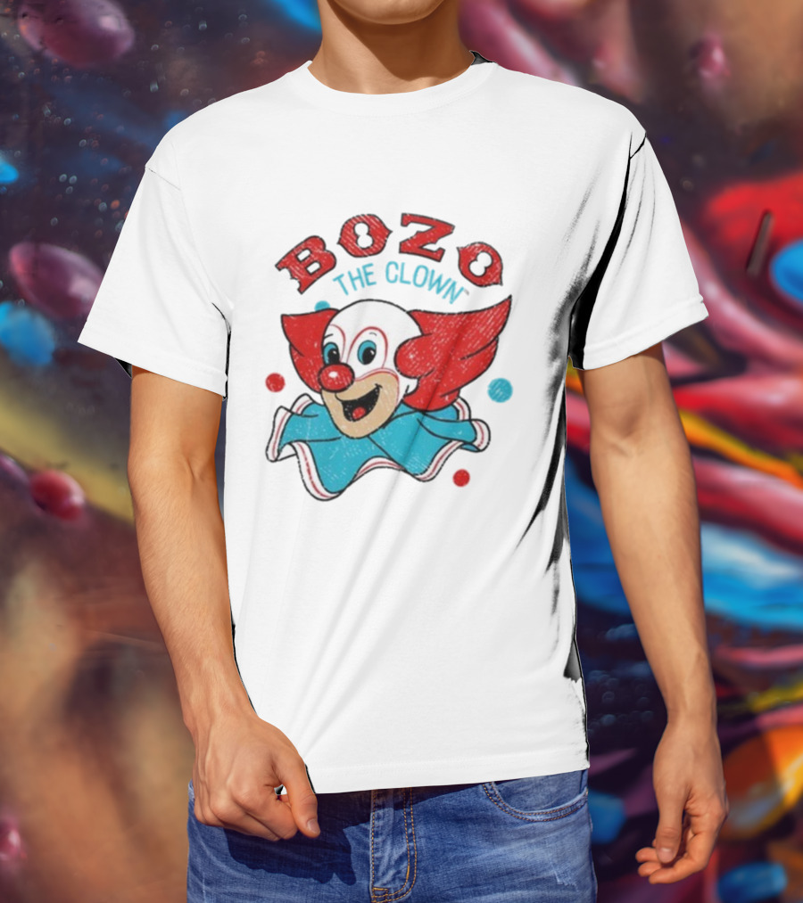 Bozo The Clown Vintage Cartoon Red Blue Fun Design T-Shirt