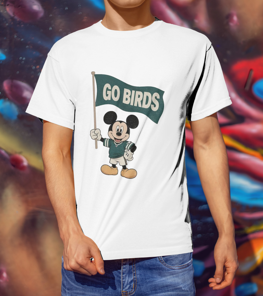 Mickey Mouse Go Birds Philadelphia Eagles NFL Football 2025 Flag T-Shirt