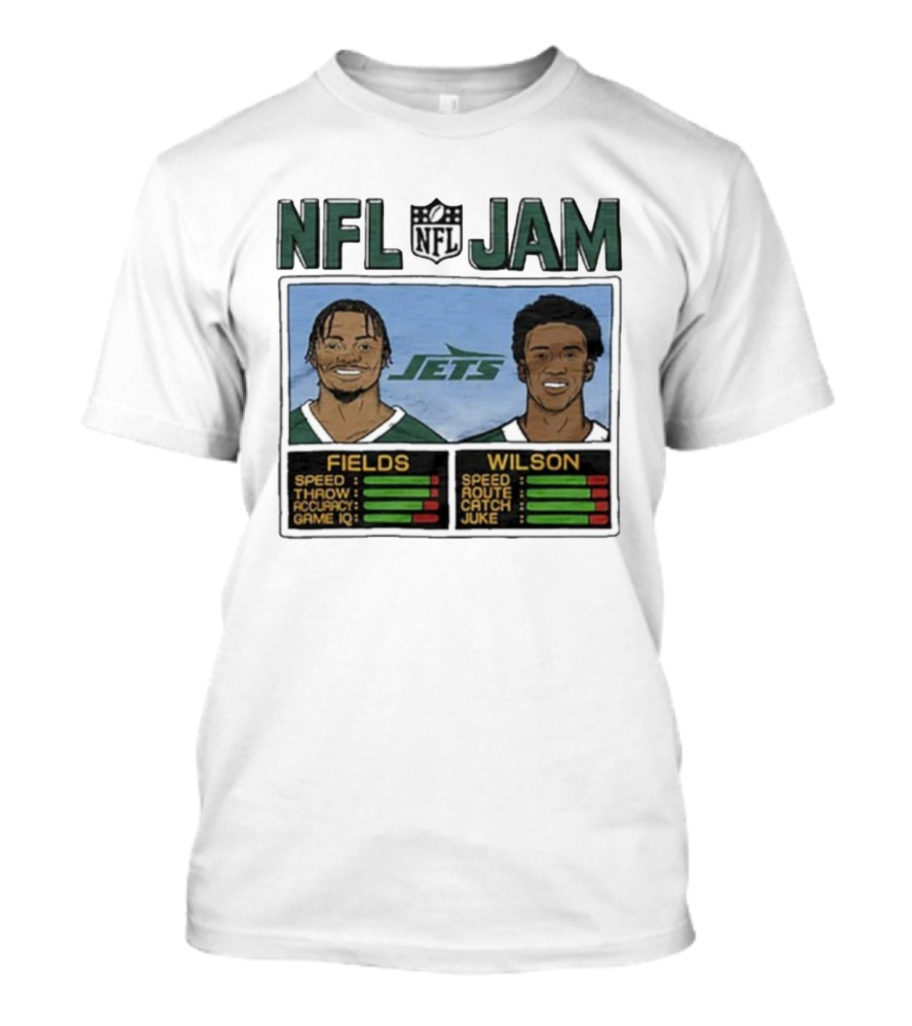 NFL Jam New York Jets Fields Wilson Speed Stats T-Shirt